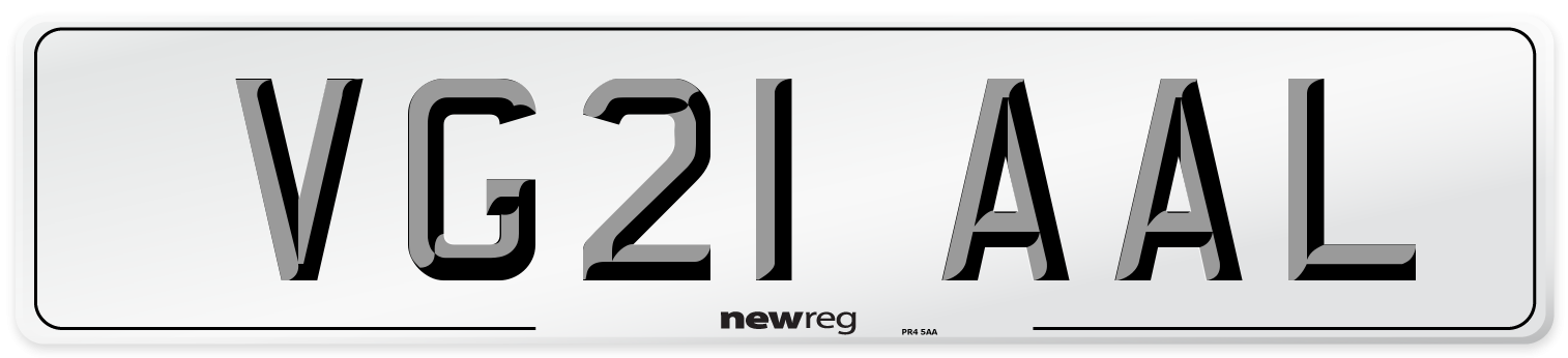 VG21 AAL Number Plate from New Reg